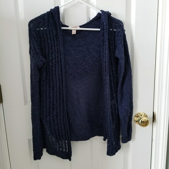 Navy Blue Hooded Cardigan - Picture 1 of 3